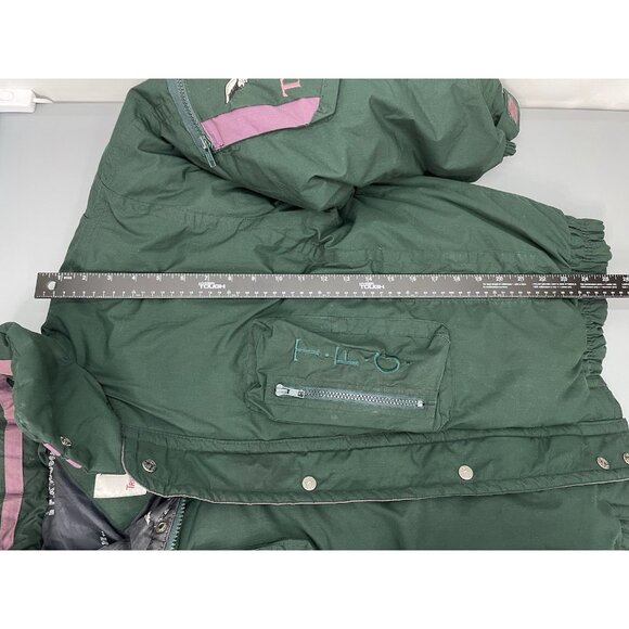 Vintage 90s Triple Fat Goose Jacket Down Puffer Retro Green Purple Womens XL - Picture 12 of 13